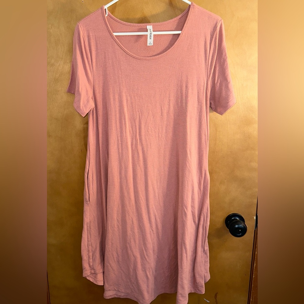 Boutique Swing Dress Pink Dusty Rose Mauve Zenana